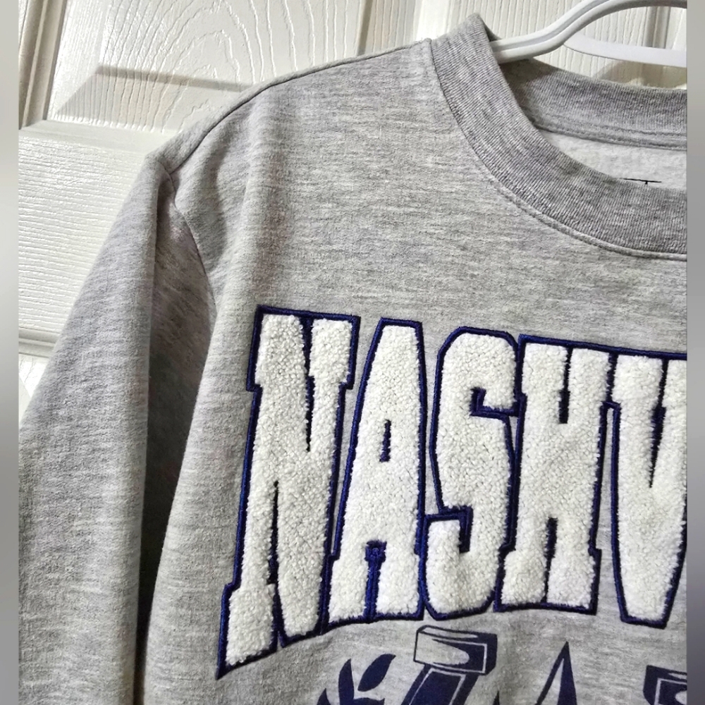 Embroidered Retro Style Nashville Crewneck Sweatshirt by Freeze, Ash Gray, EUC! - Picture 4 of 7